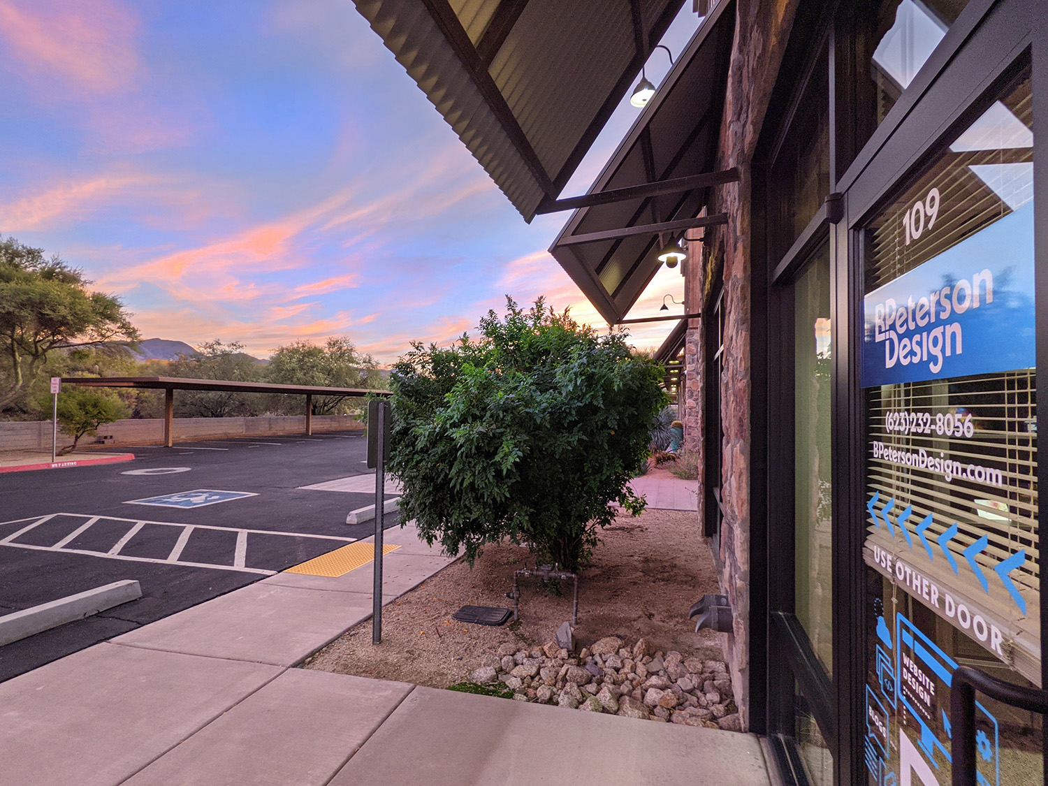 Sunset over BPetersonDesign's Cave Creek office