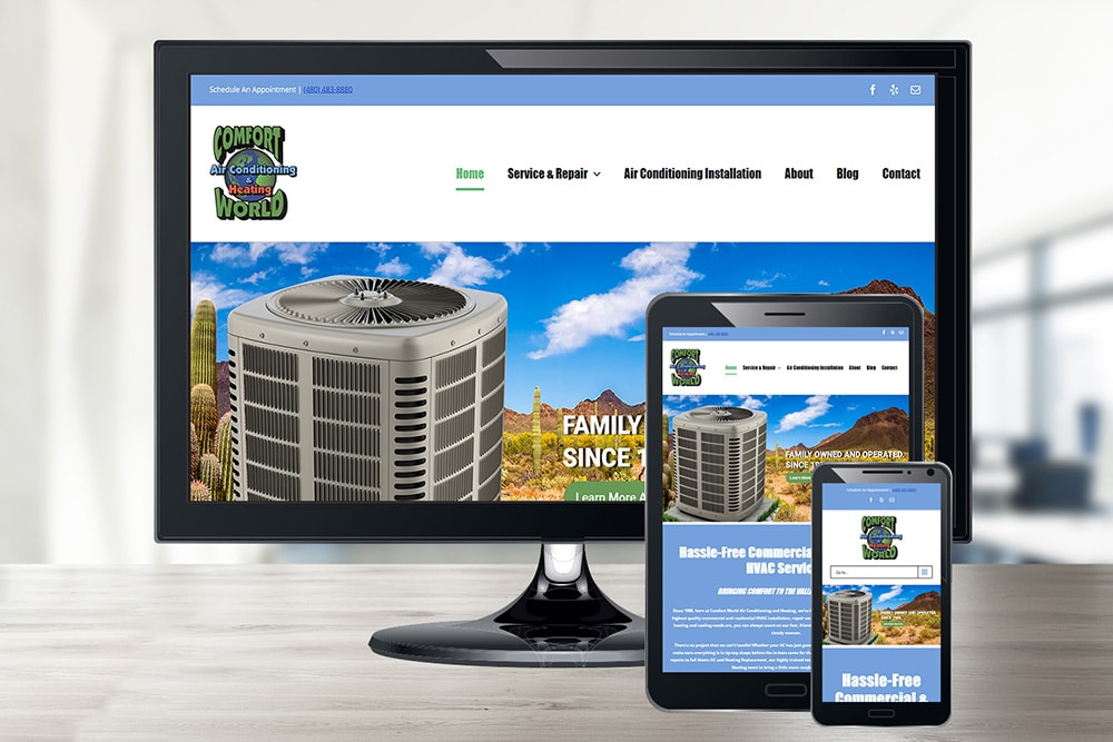 Comfort World's Small Business Website Design in Scottsdale, AZ