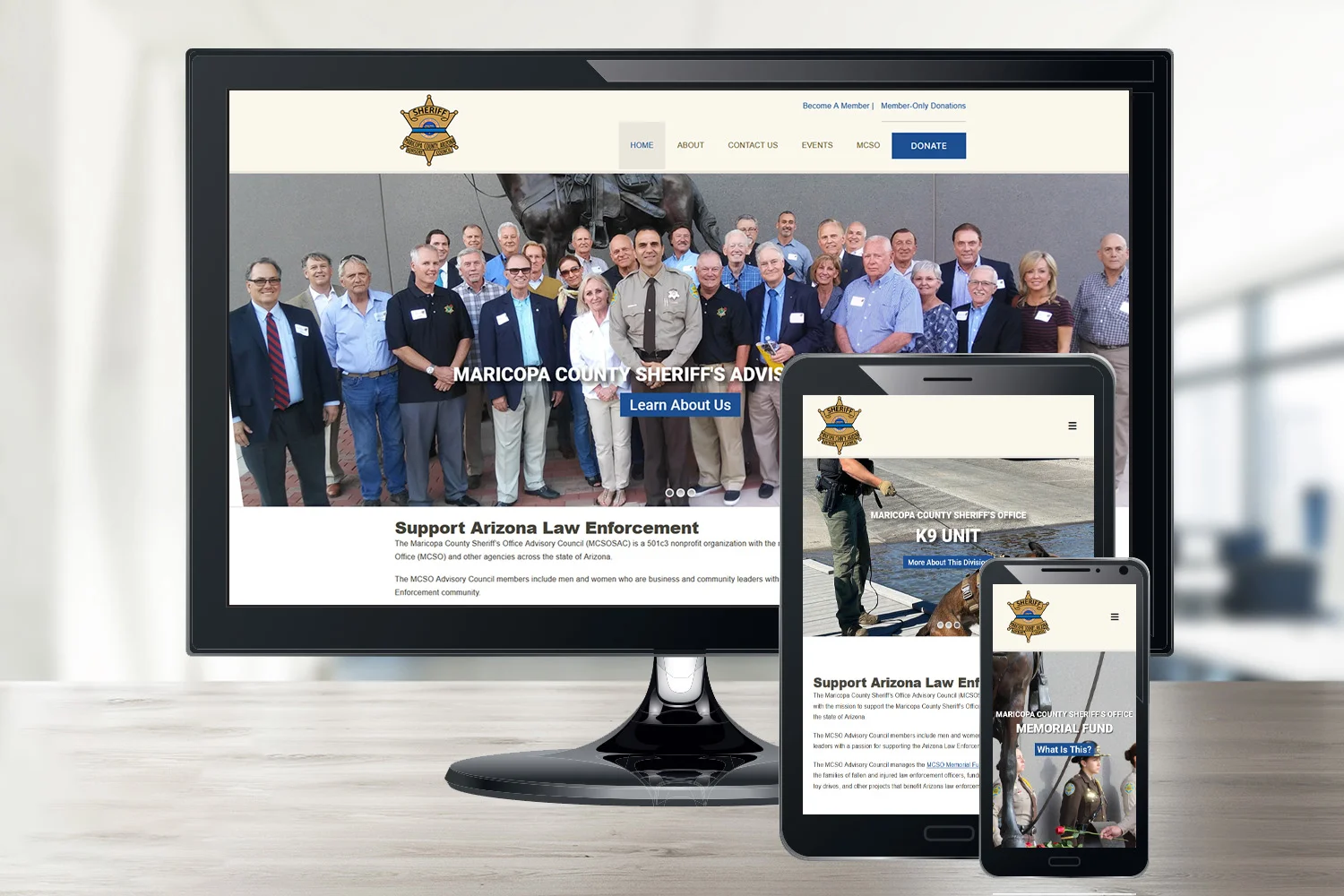 Nonprofit website for the Maricopa County Sheriff's Office's Advisory Council