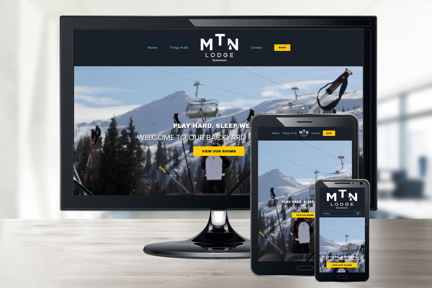 MTN Lodge website displayed on different devices
