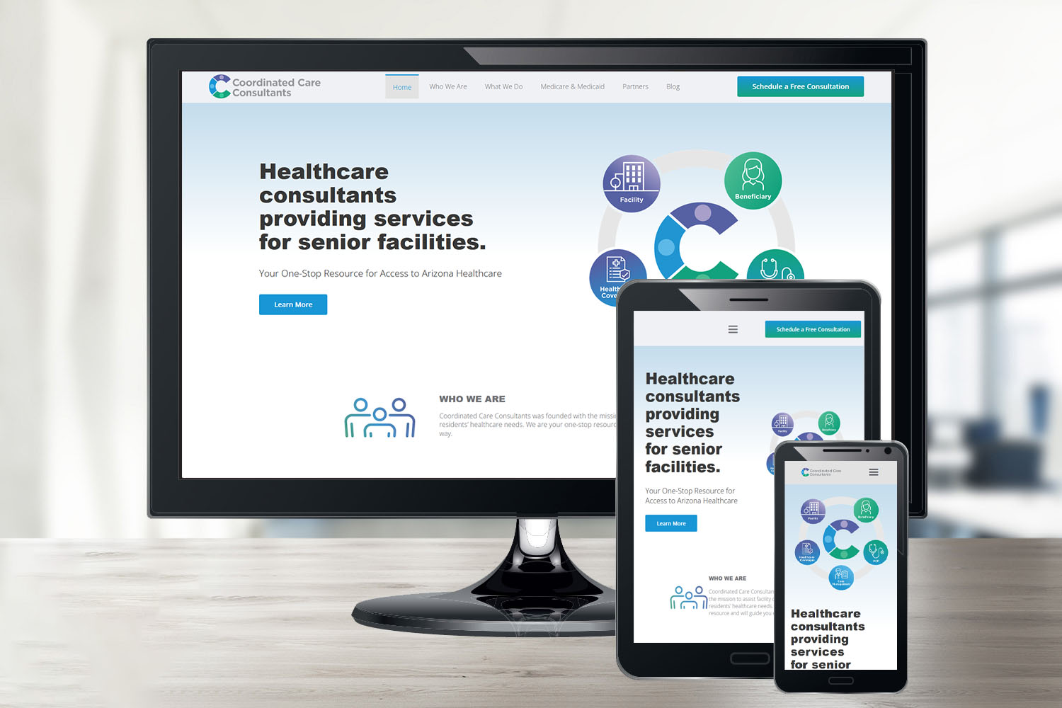 Responsive Screenshots of Coordinated Care Consultants' website