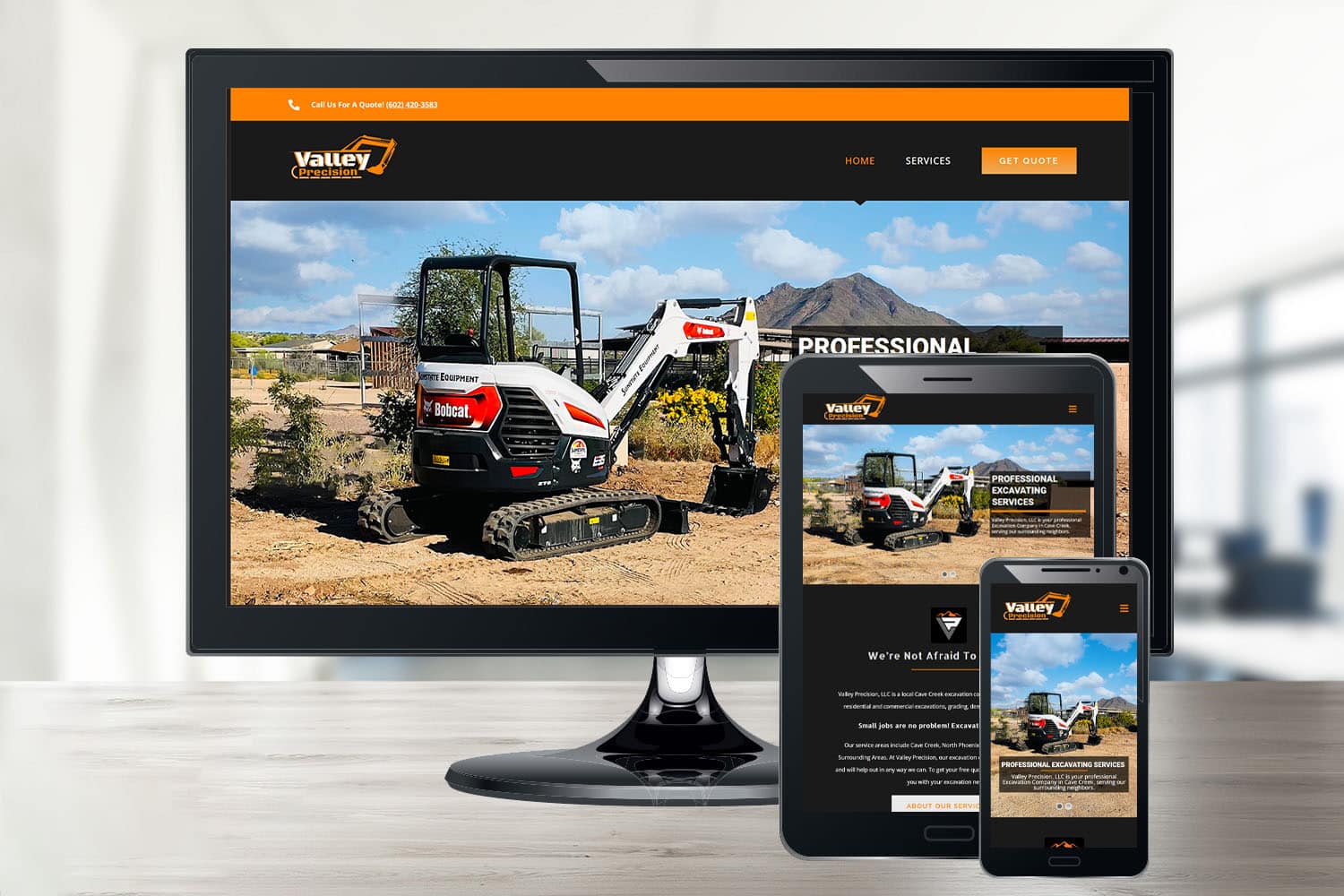 Valley Precision Website shown on different devices