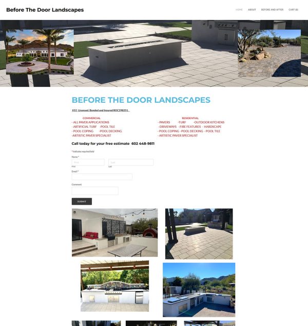 Screenshot of BTD Landscape's website BEFORE we redesigned it