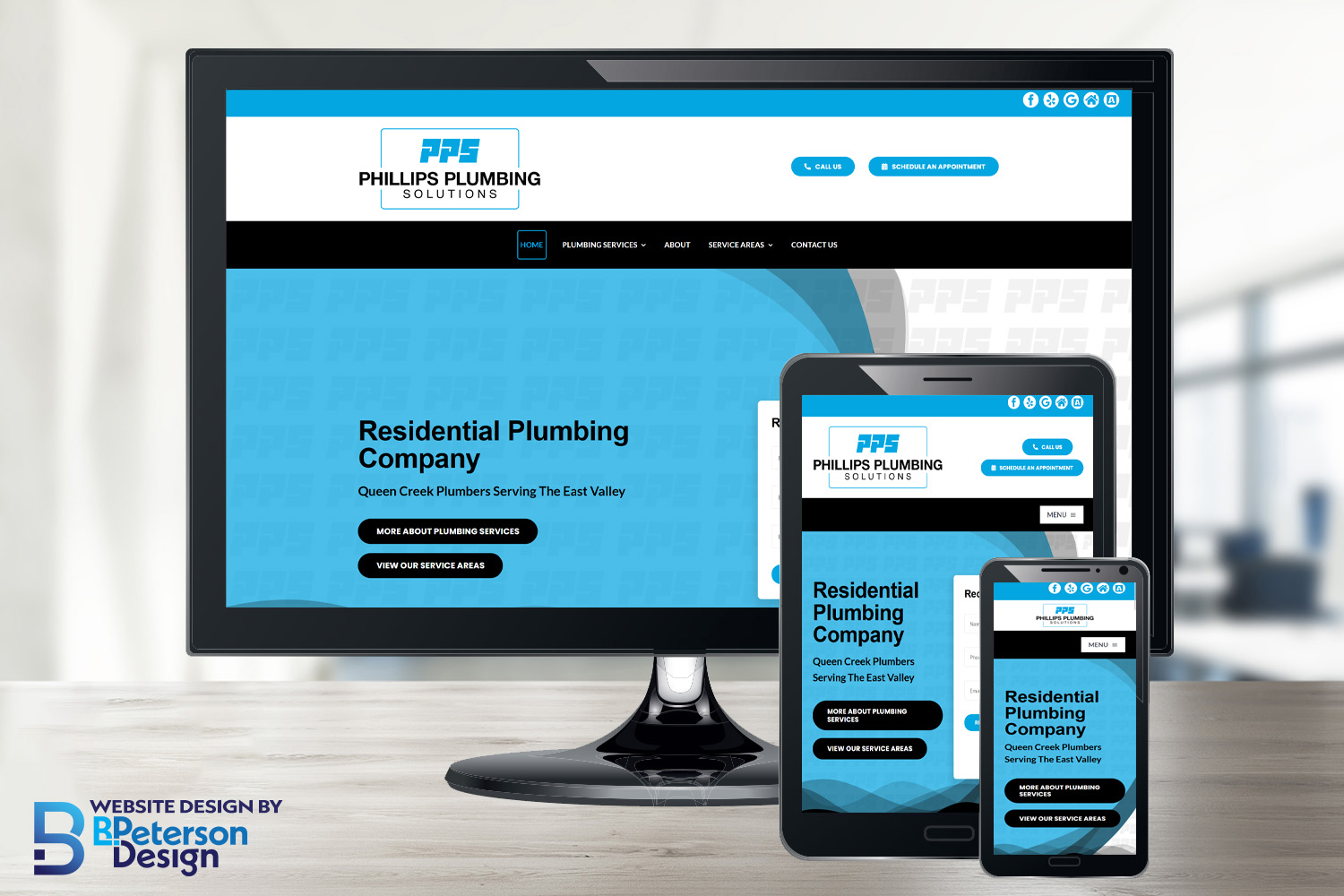 Screenshot of Phillips Plumbing Solutions of website responding on different platforms