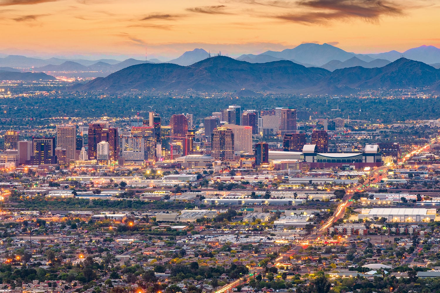 Phoenix Web Design Downtown Phoenix at dusk