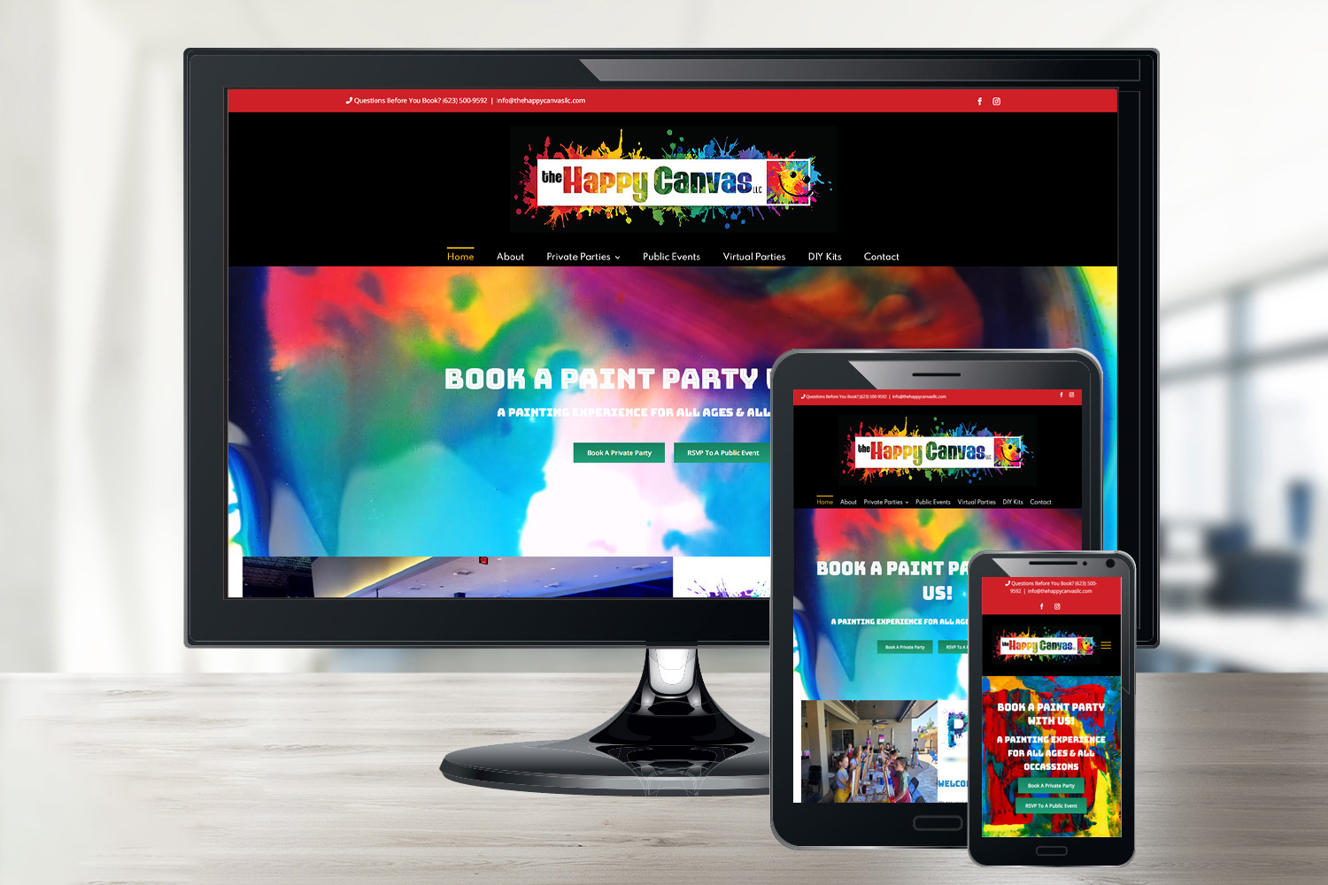 Responsive Website Design built for The Happy Canvas in Arizona