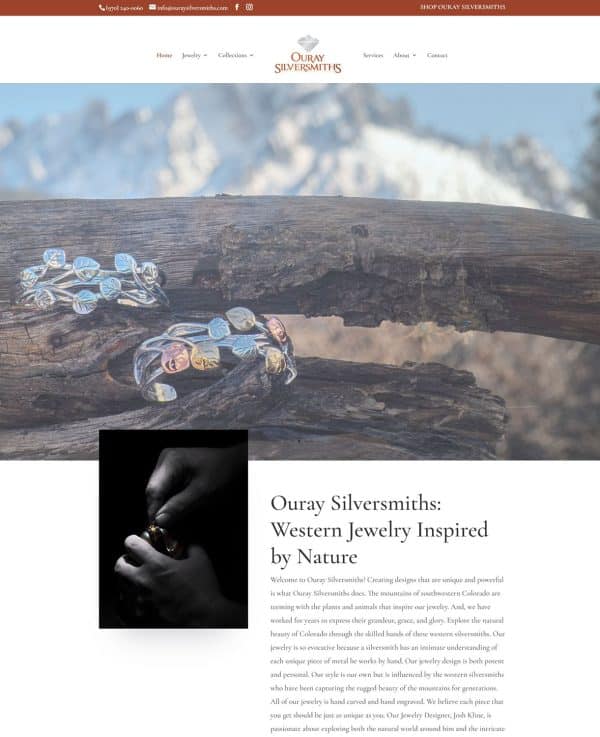 Ouray Silversmiths Homepage before the re-design