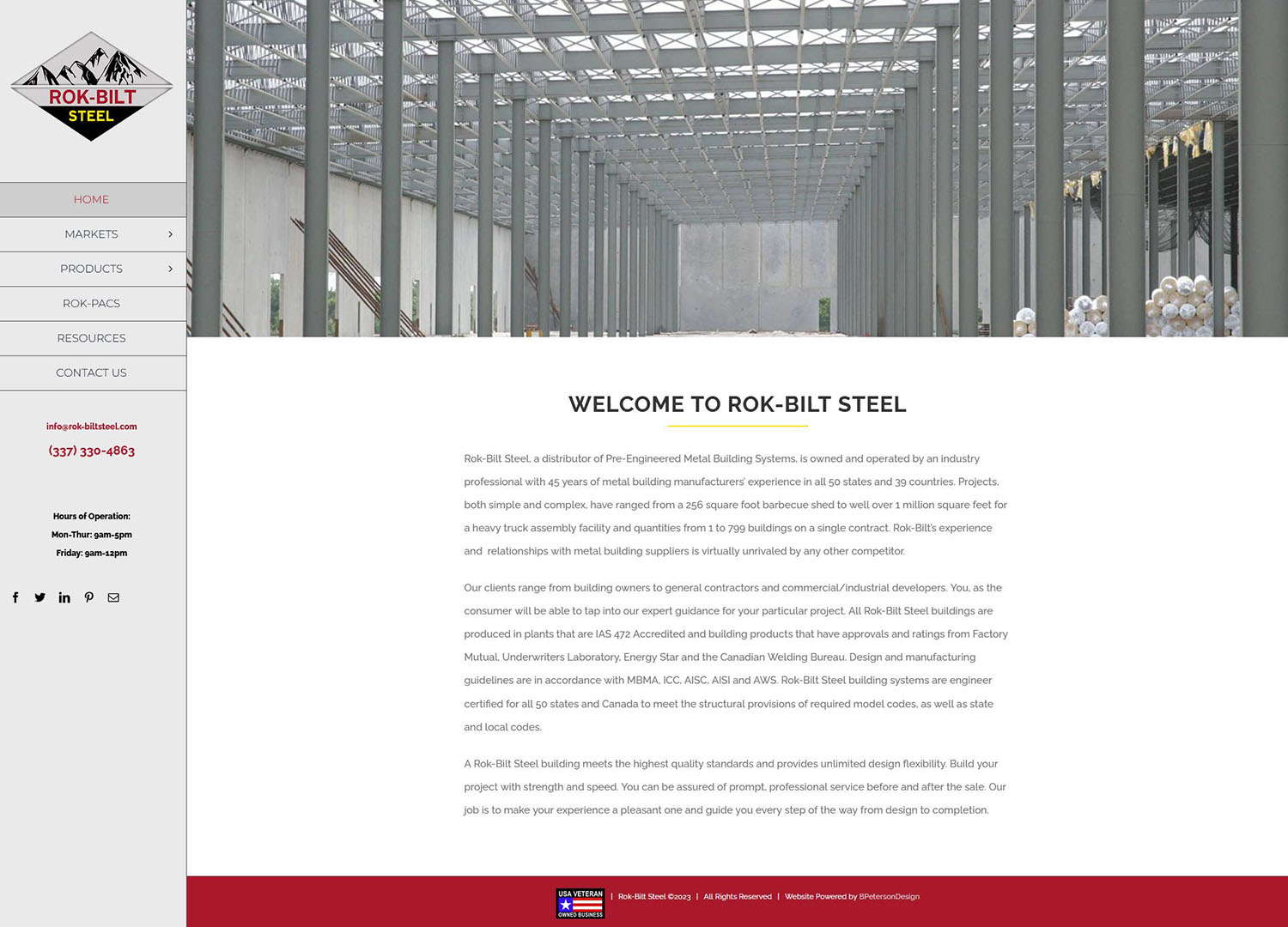 Rok-Bilt Steel Homepage before the re-design
