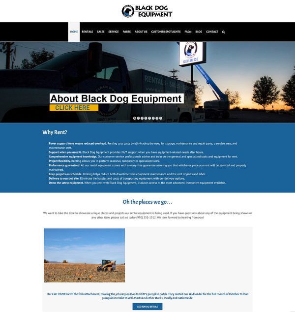 Homepage of the old Black Dog Equipment site