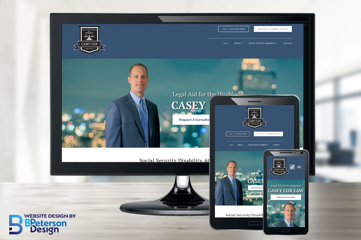 Casey Cox Law's website displayed on responsive platforms