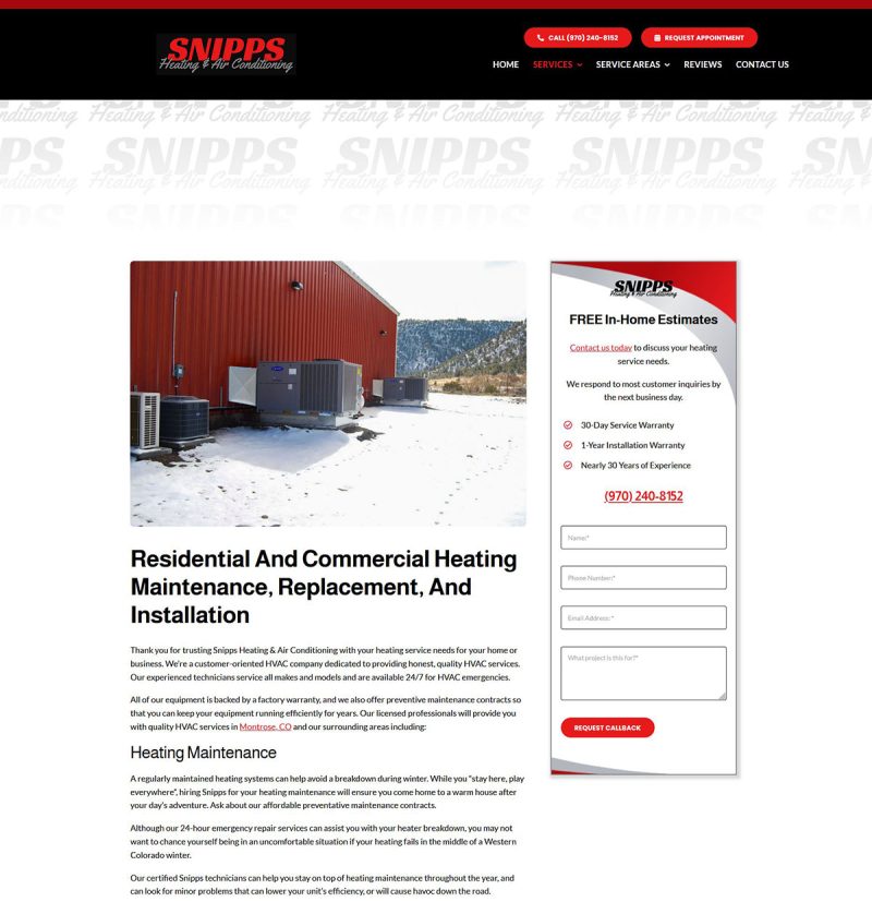 Service Page of the new Snipps site