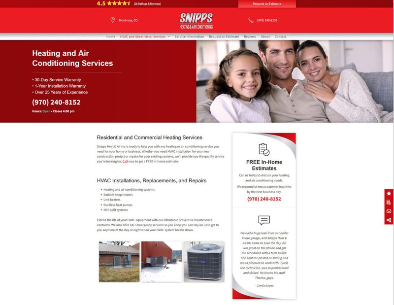 Service Page of the old Snipps site