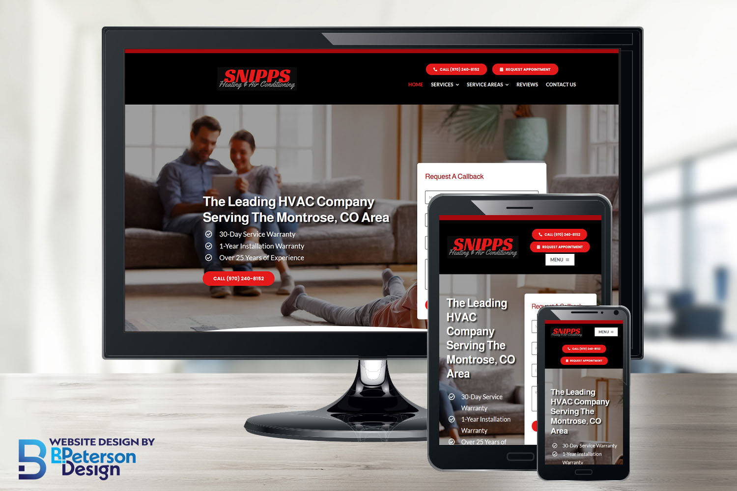 Snipps's website displayed on responsive platforms