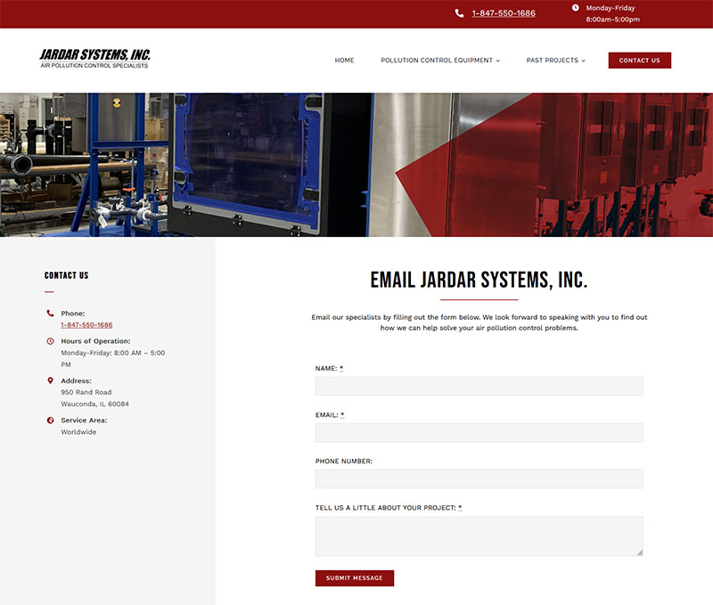 Contact page of the new Jardar site