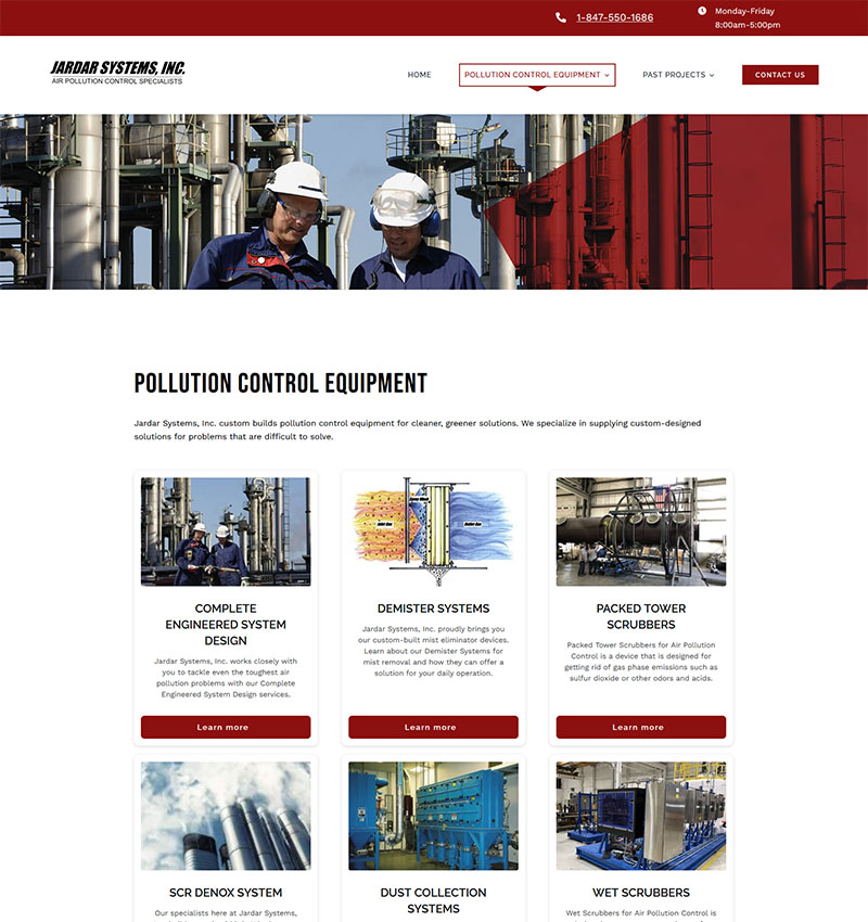Equipment page of the new Jardar site