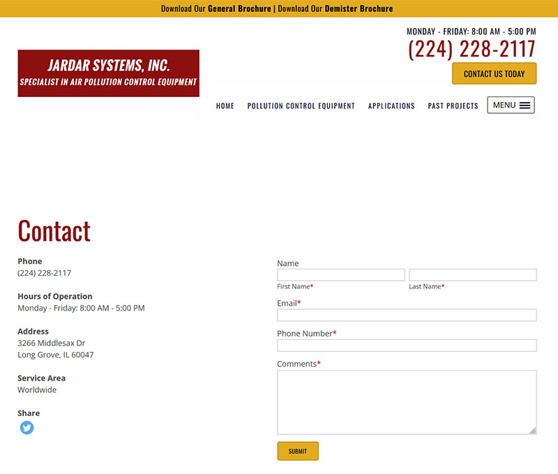 Contact page of the old Jardar site