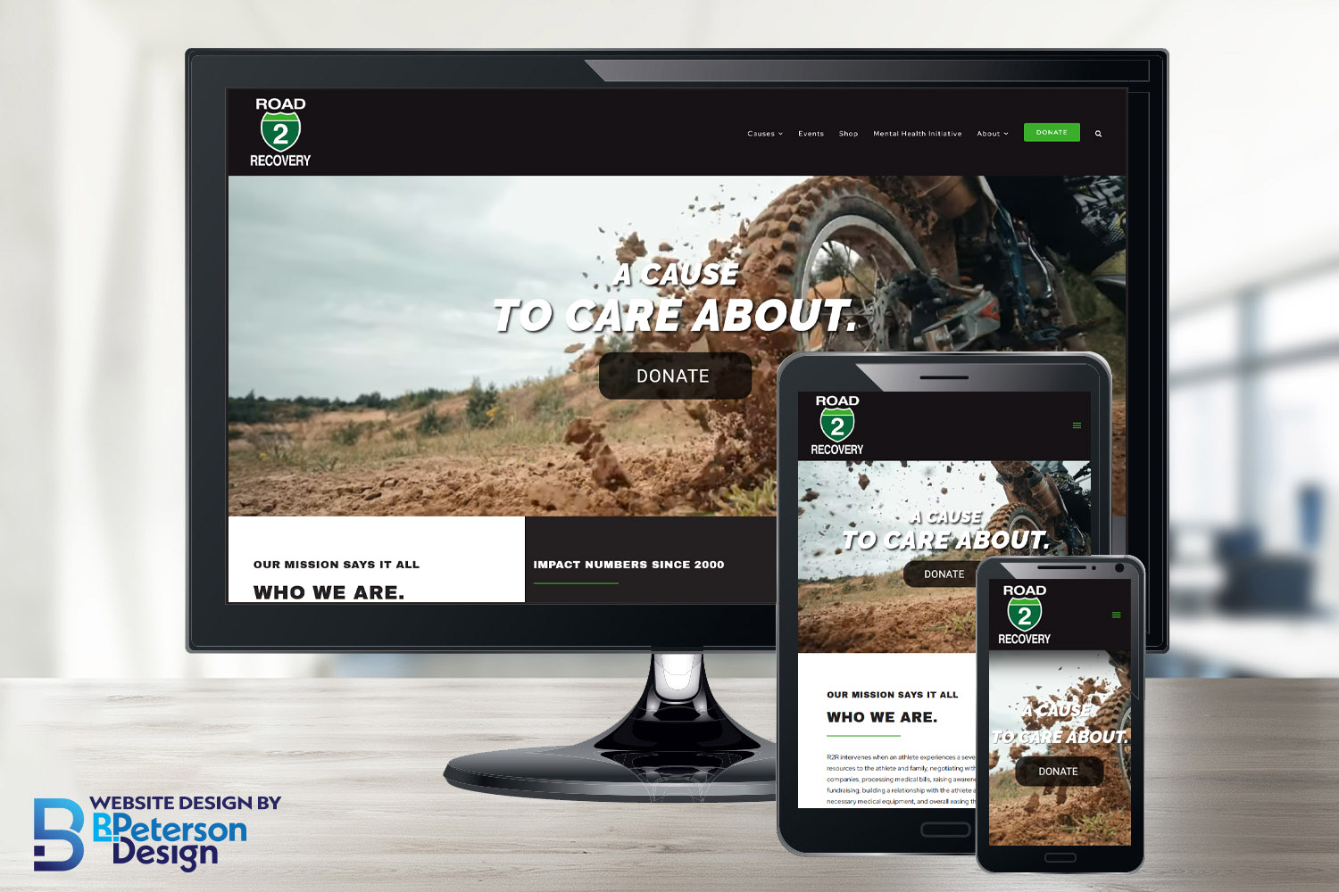 Road 2 Recovery's new responsive website displayed on different platforms.