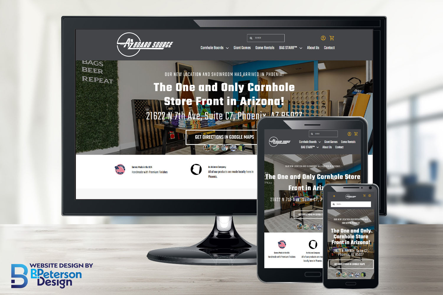 E-commerce Website Design for AZ Board Source shown on different devices