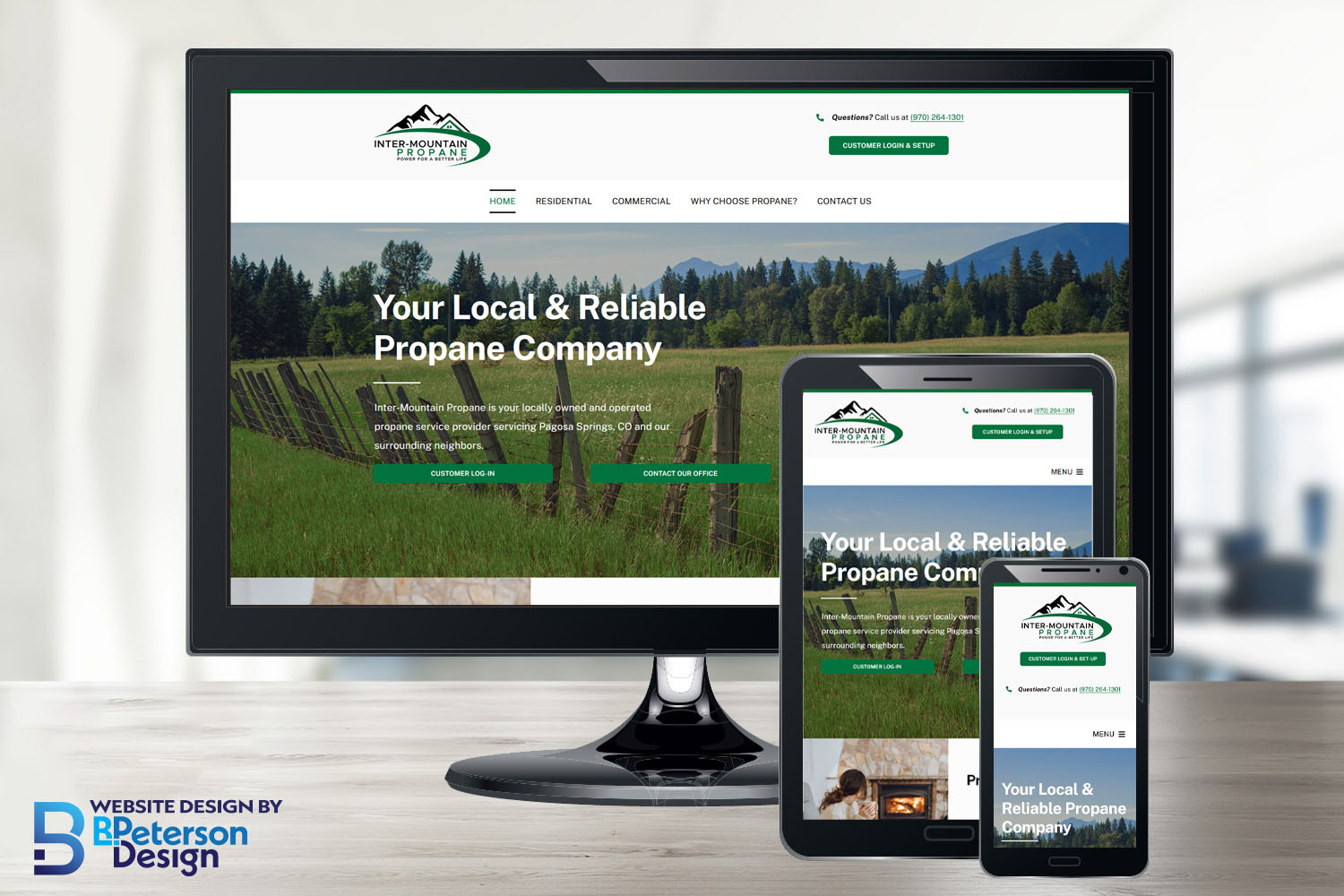Utility Website Design for Inter-Mountain Propane shown on different devices