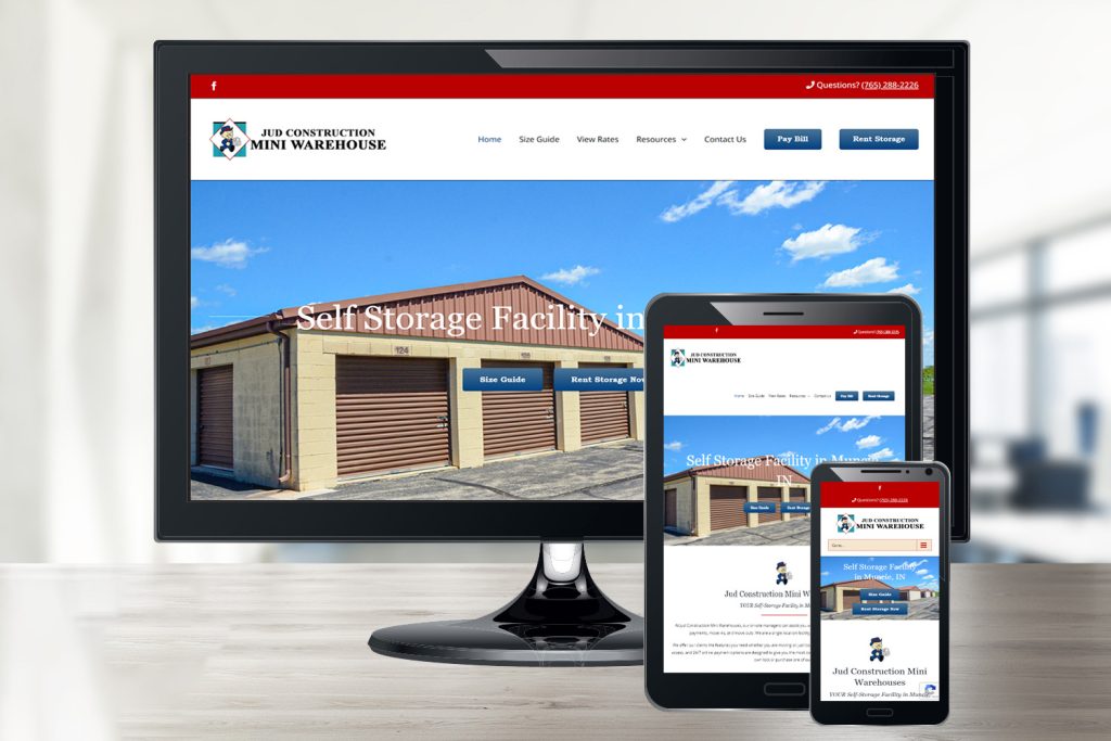 Jud Construction Mini Warehouses Storage Facility Website