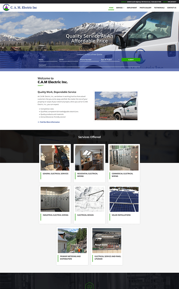 CAM Homepage Before