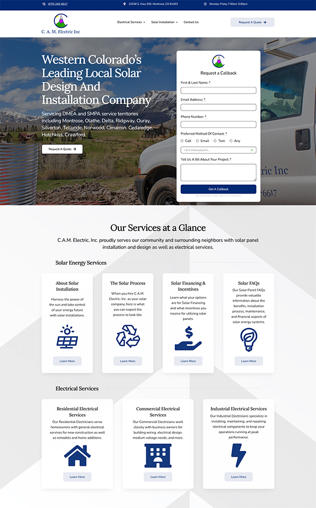 CAM homepage after