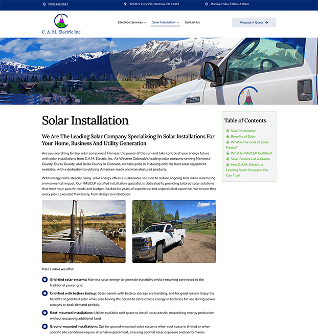 CAM solar installations after
