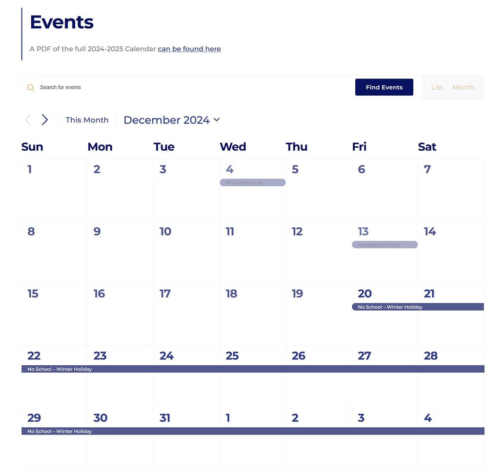 digital calendar VCS