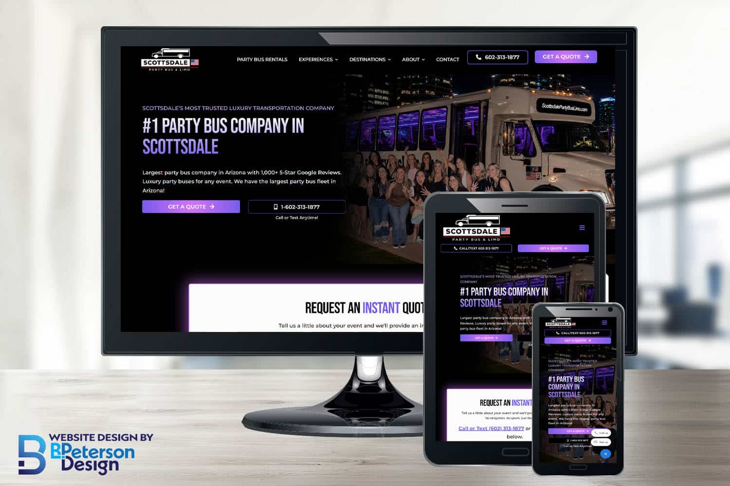 WordPress Website Redesign for Scottdale Party Bus & Limo shown on responsive devices
